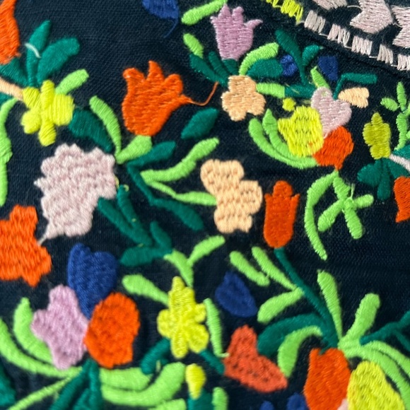 J. Crew Navy linen/cotton tank dress with multicolor floral embroidery, NWT - Picture 2 of 12